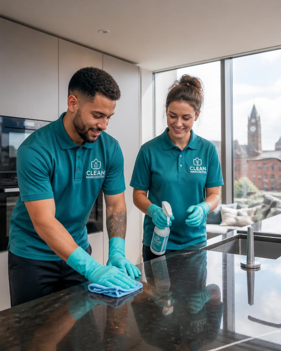 The M&M Cleaning Services team at work in a Manchester home